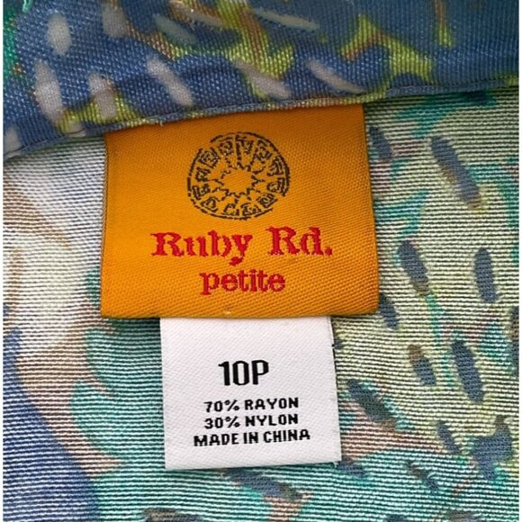 Ruby Road Floral Burnout Shacket Short Tab Sleeves Abalone Buttons Pockets 10P - Picture 7 of 9